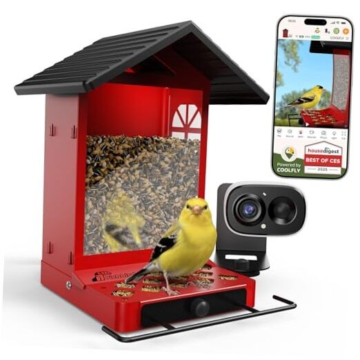 Smart Bird Feeder with Camera, AI Bird Identifier & Live HD View, White IPC