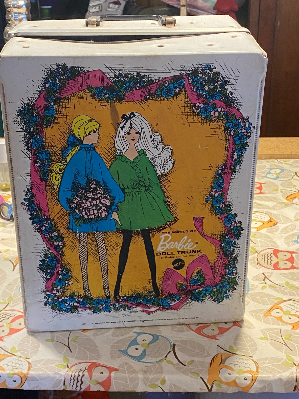 1968 The World of Barbie Doll Vintage Carrying Case Blue/Green Mattel No. 1004