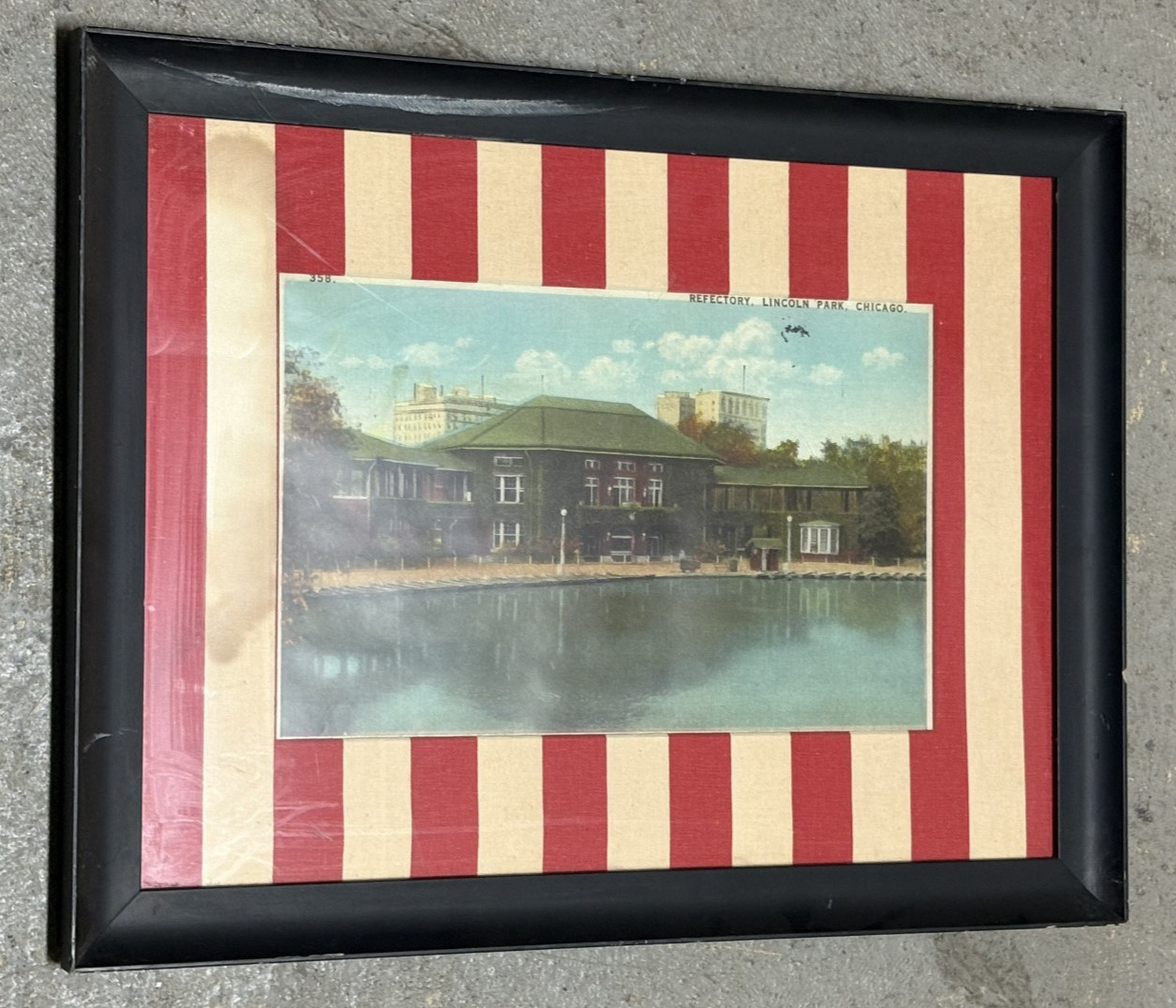 1914 FRAMED MATTED # 358 Refectory Lincoln Park in Chicago Illinois Art Print