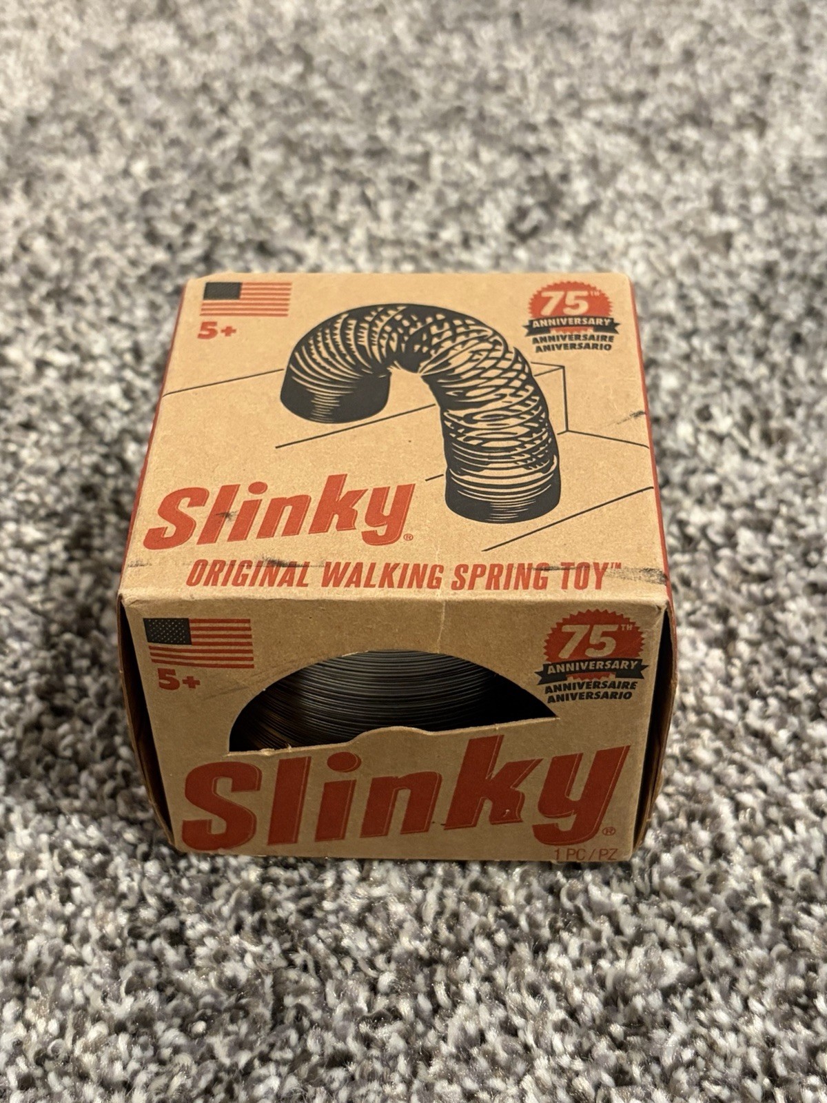 NIB Retro Slinky The Original Walking Spring Toy, Silver Metal Slinky 75th Anniv