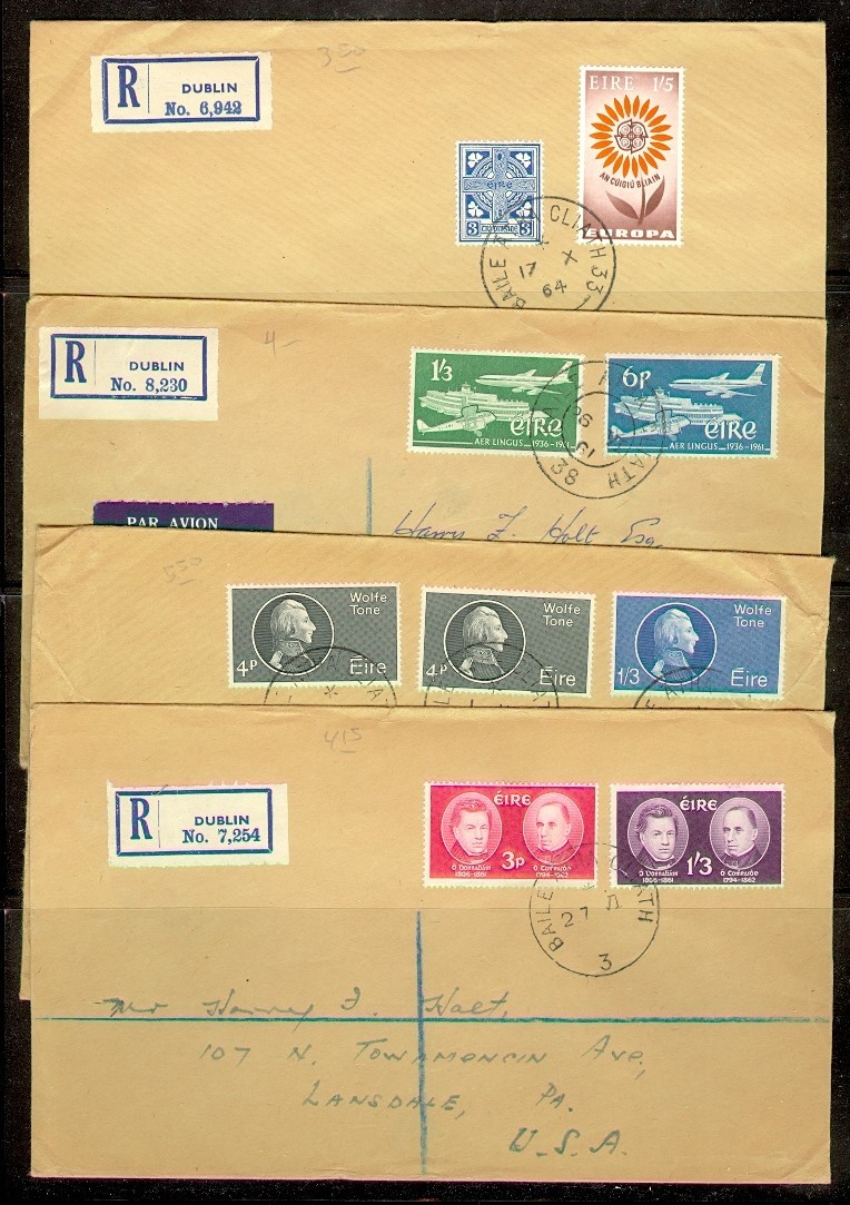 IRELAND 4 DIFF 1960's REG TO USA w/BETTER VALUES