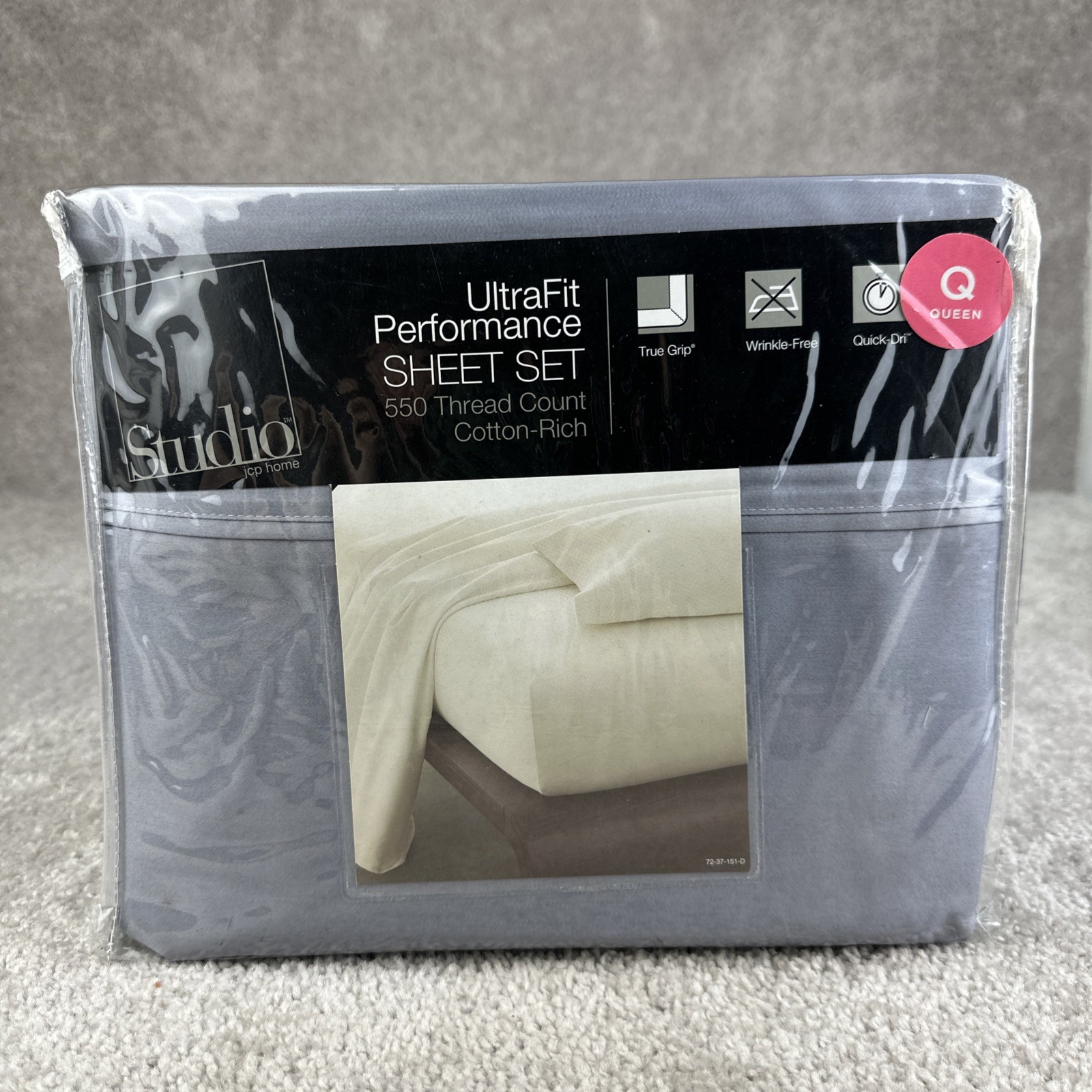 JC Penny Ultra Fit Performance Sheet Set Queen Blue Rain 550 Thread Count