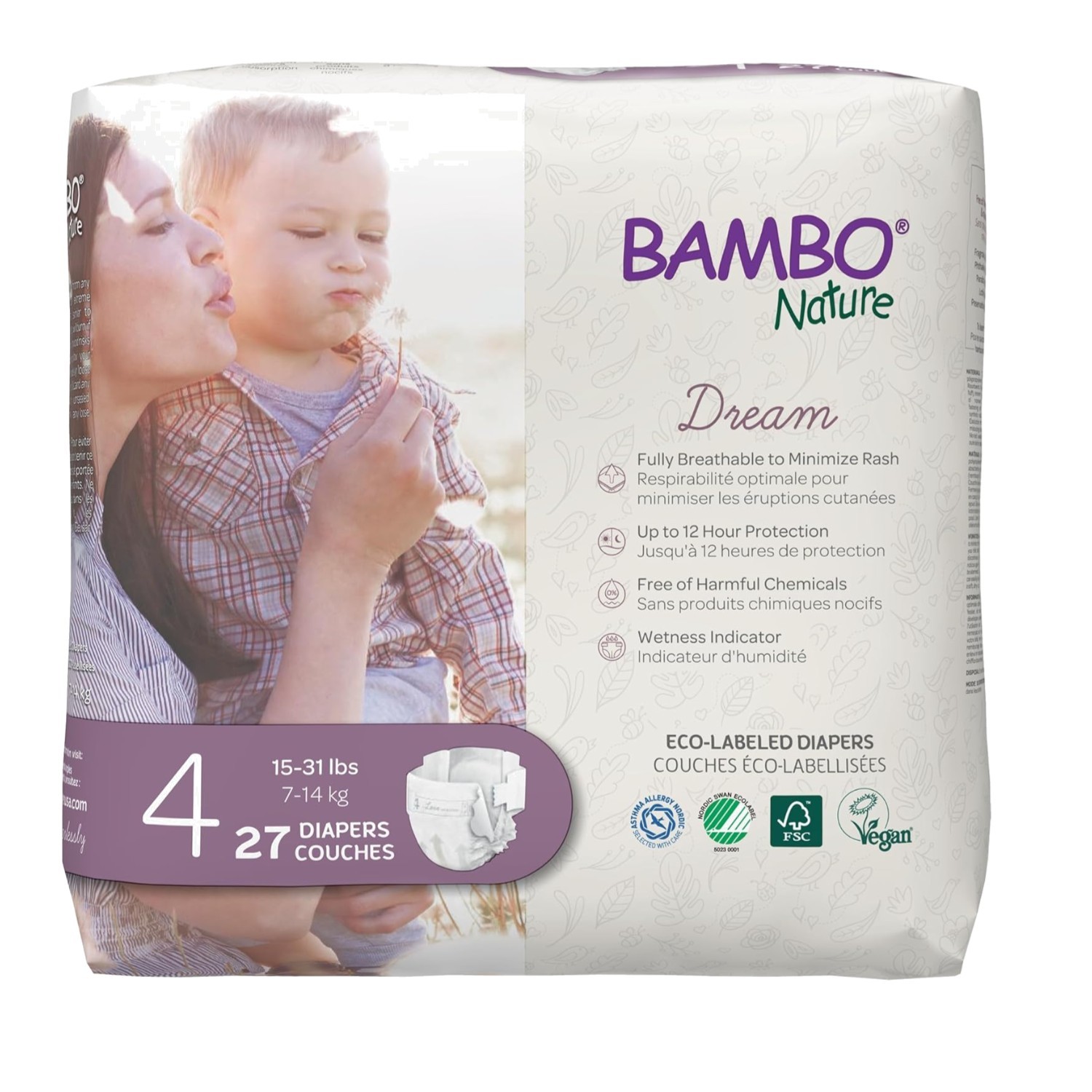 Hypoallergenic Eco-Friendly Baby Diapers - Size 4, 27 Count, Super Absorbent