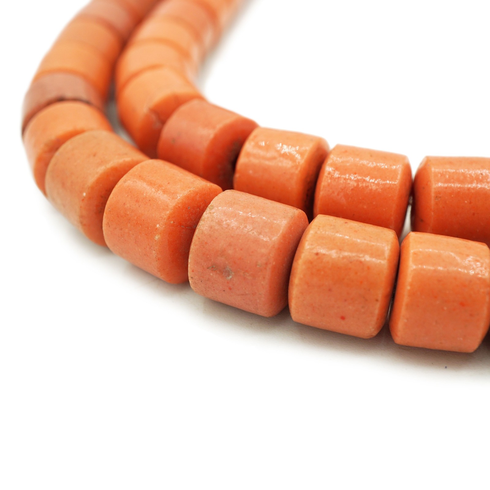 Antique Large African Coral Glass Beads from Nigeria 13-14mm (1882F828)