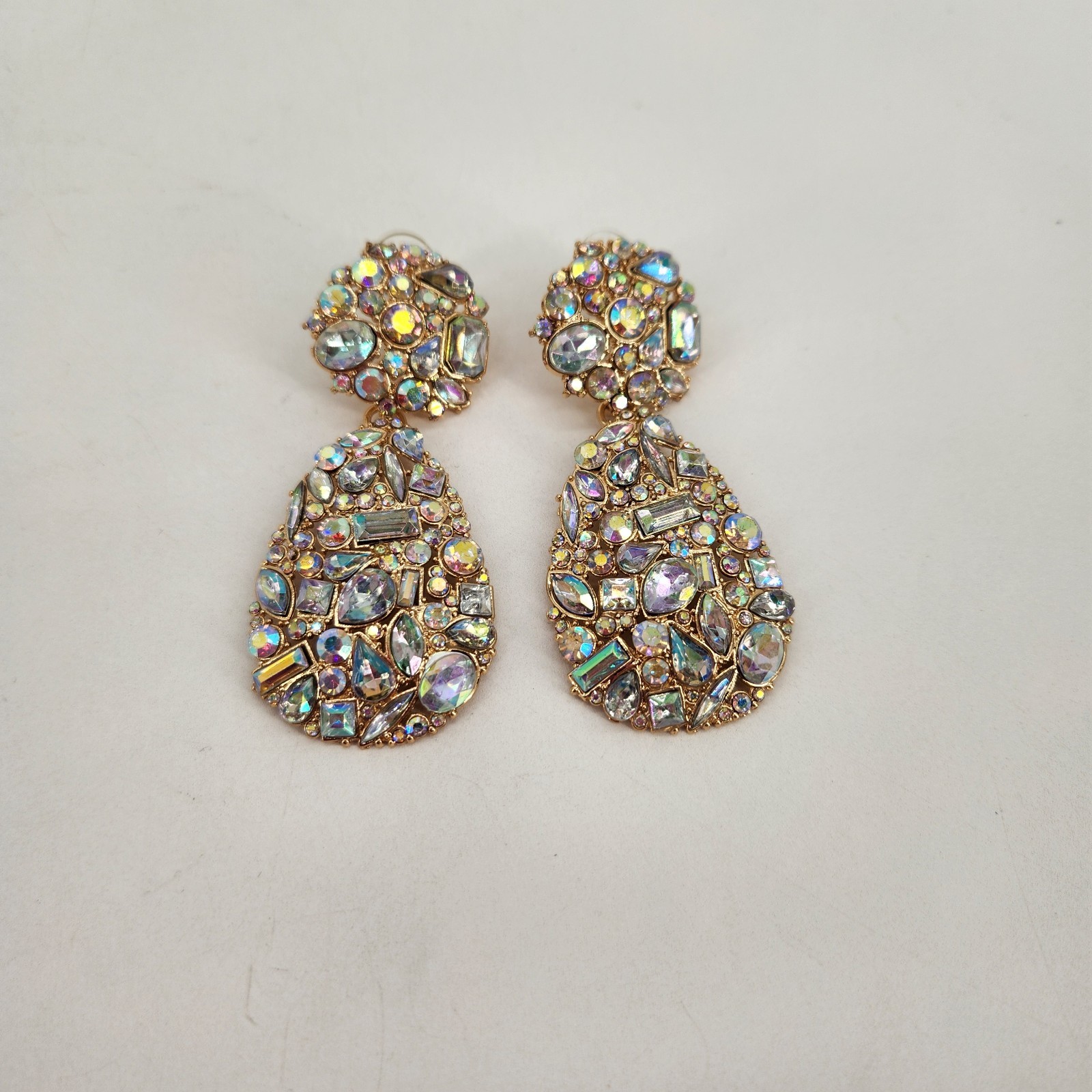 Multicolor Shimmer Rhinestone Metal Earrings