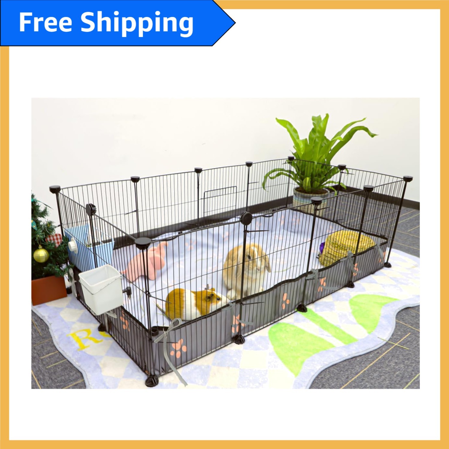 Stylish 48" Rectangular Guinea Pig Cages - Ideal Habitat for Rabbits & Hedgehogs