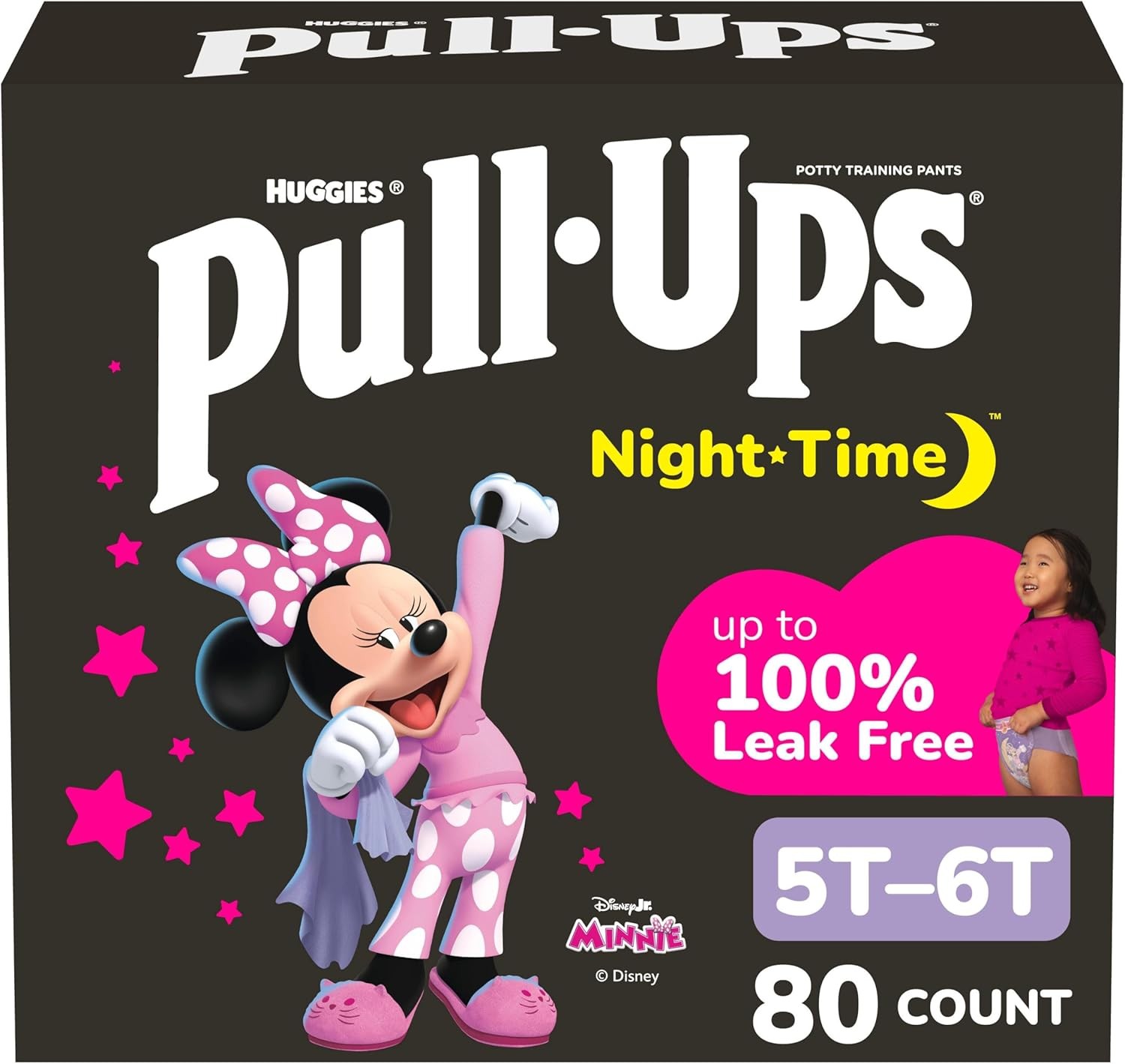 Pull-Ups Girls' Night-Time Potty Training Pants, Size 5T-6T Overnight Training U
