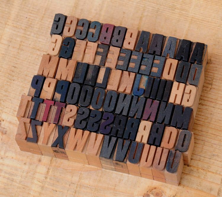 A-Z alphabet letterpress wooden printing blocks wood type Vintage printer typo|