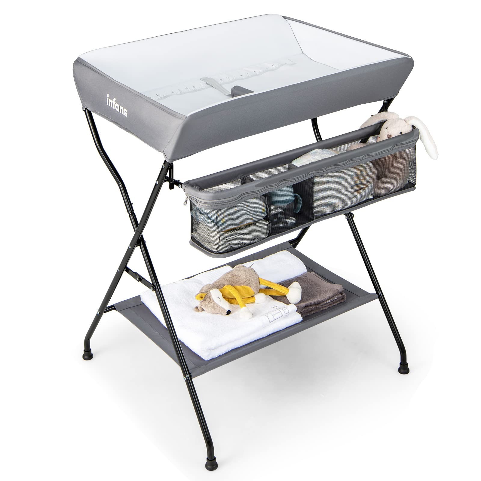 Baby Changing Table, Folding Diaper Station Portable Nursery Organizer with S...