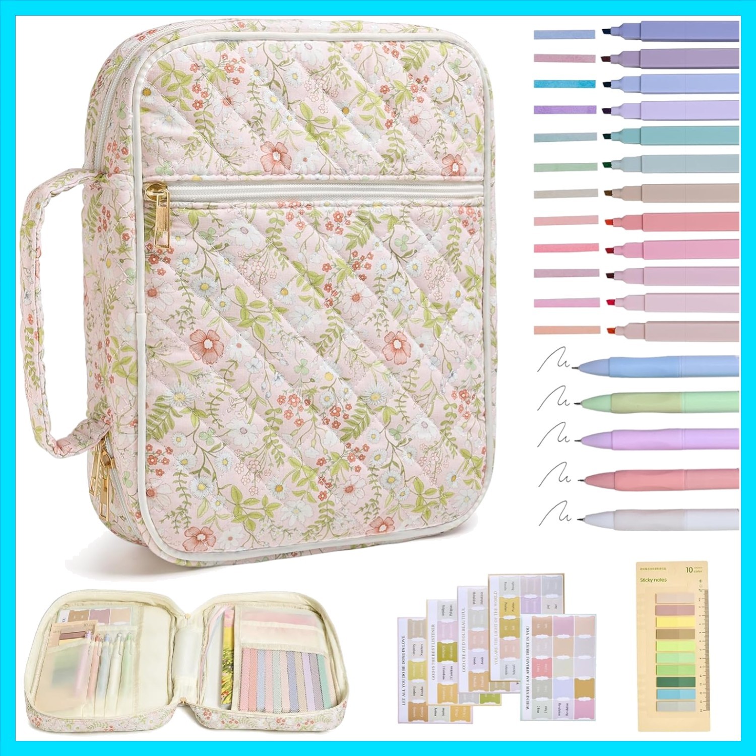 Bible Cover Case for Women Large Bible Cover with Durable Handle Quilted Bibl...