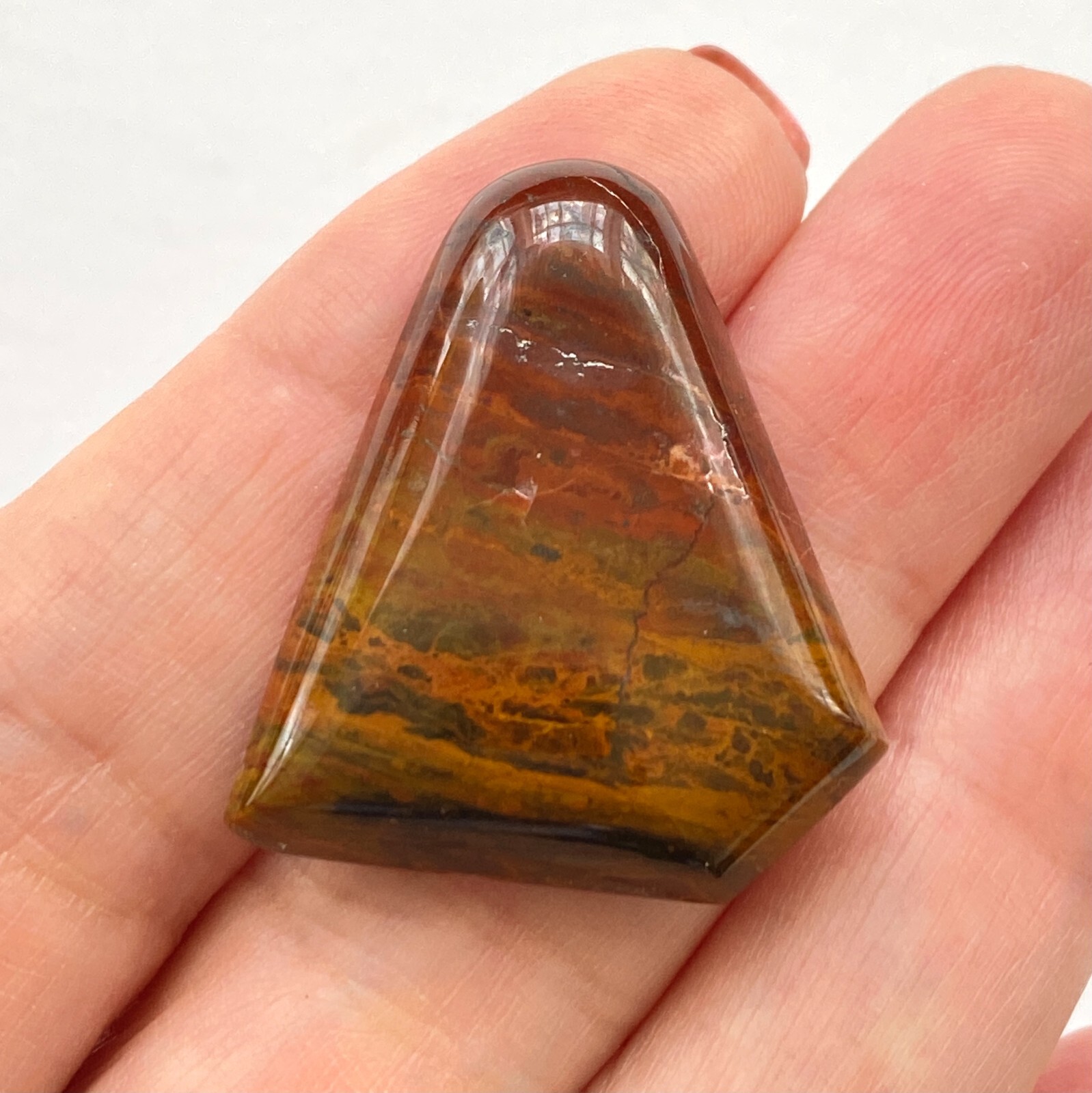 Unique Shape Jasper 30x27x5 mm Cabochon Gemstone for Jewelry Signed