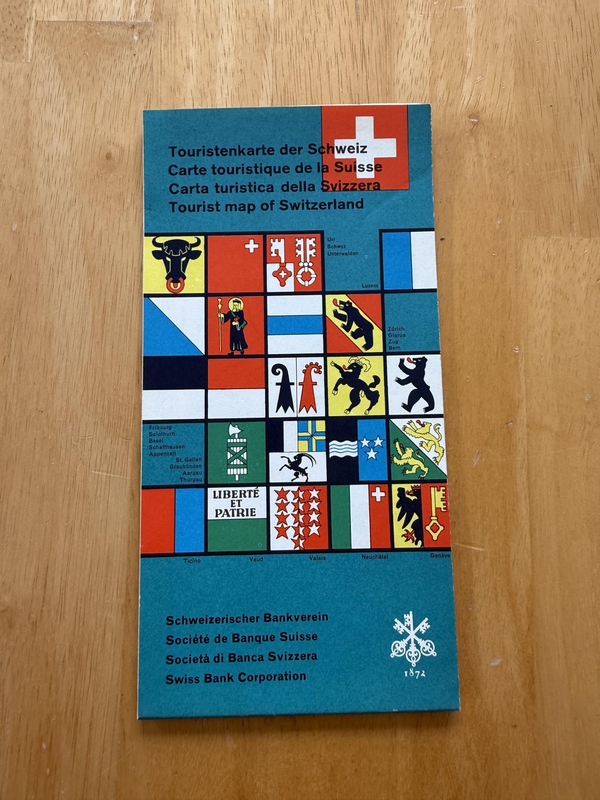 Vintage 1964 Swiss Bank Corporation Color Tourist Road Map Of Switzerland Folded