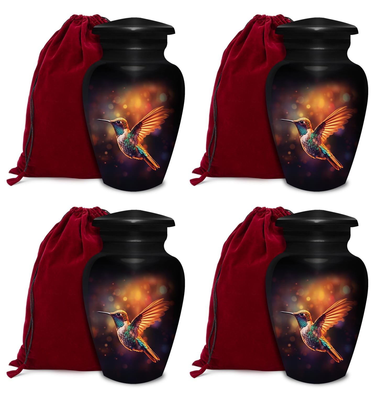 Hummingbird Keepsake with 4 Keepsake Urns for Human Ashes - Handmade Crematio...