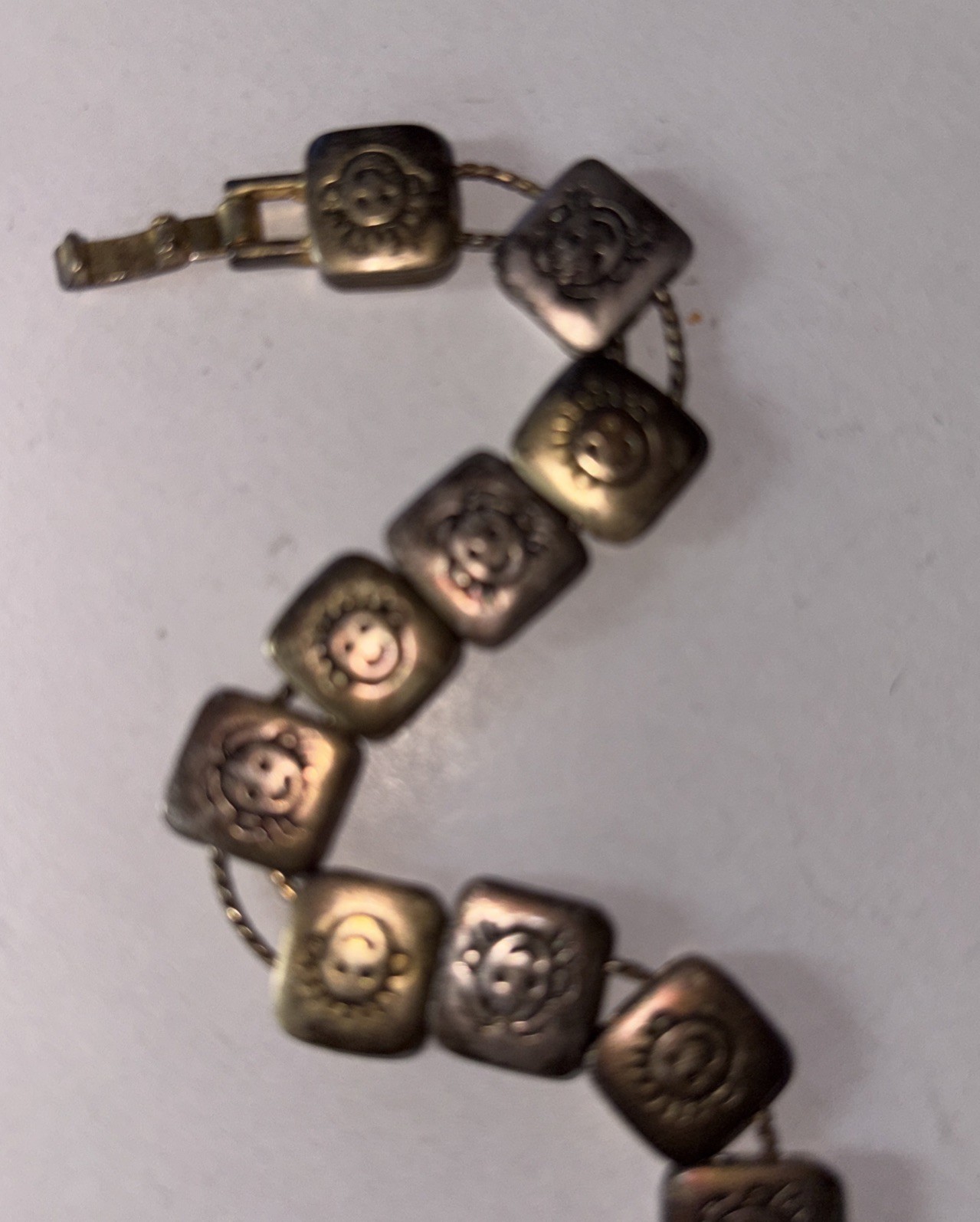 VINTAGE Gold Tone Boy And Girl Slide Charm Bracelet