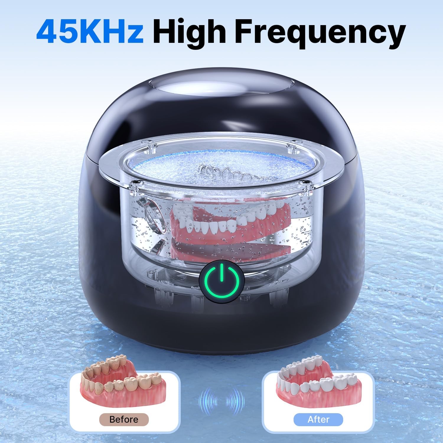 Ultrasonic Retainer Cleaner - UV Dental Cleaning Pod Night Guard Cleaner 