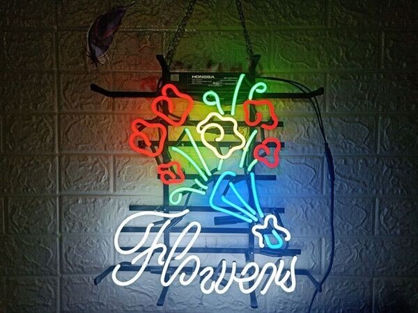 Flower Shop Neon Sign Light Lamp Decor Wall Glass Display Show Decor 24"x20"