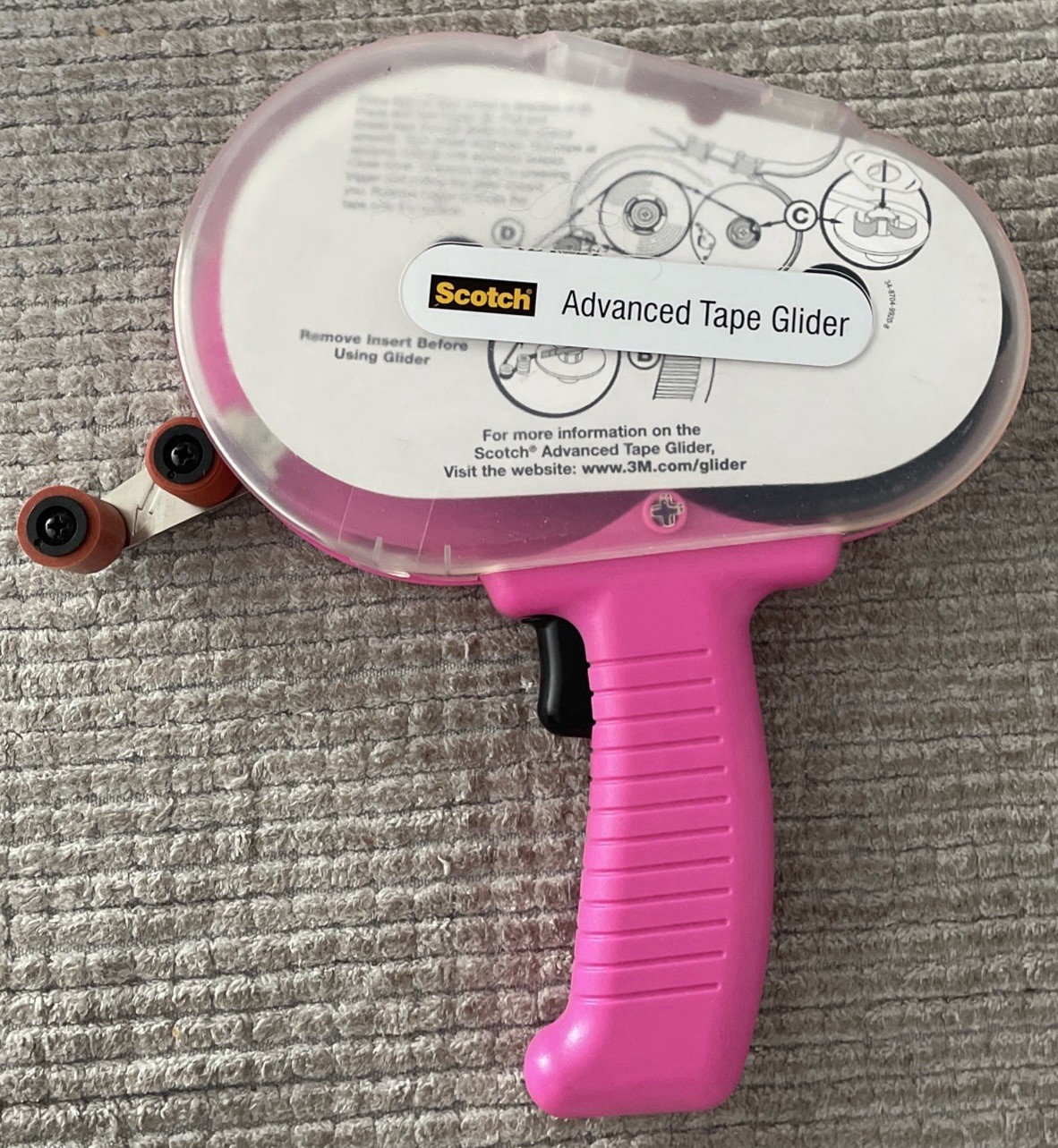 Scotch Advanced Tape Glider Tool Gun Pink ATG Double Sided Applicator - No Tape