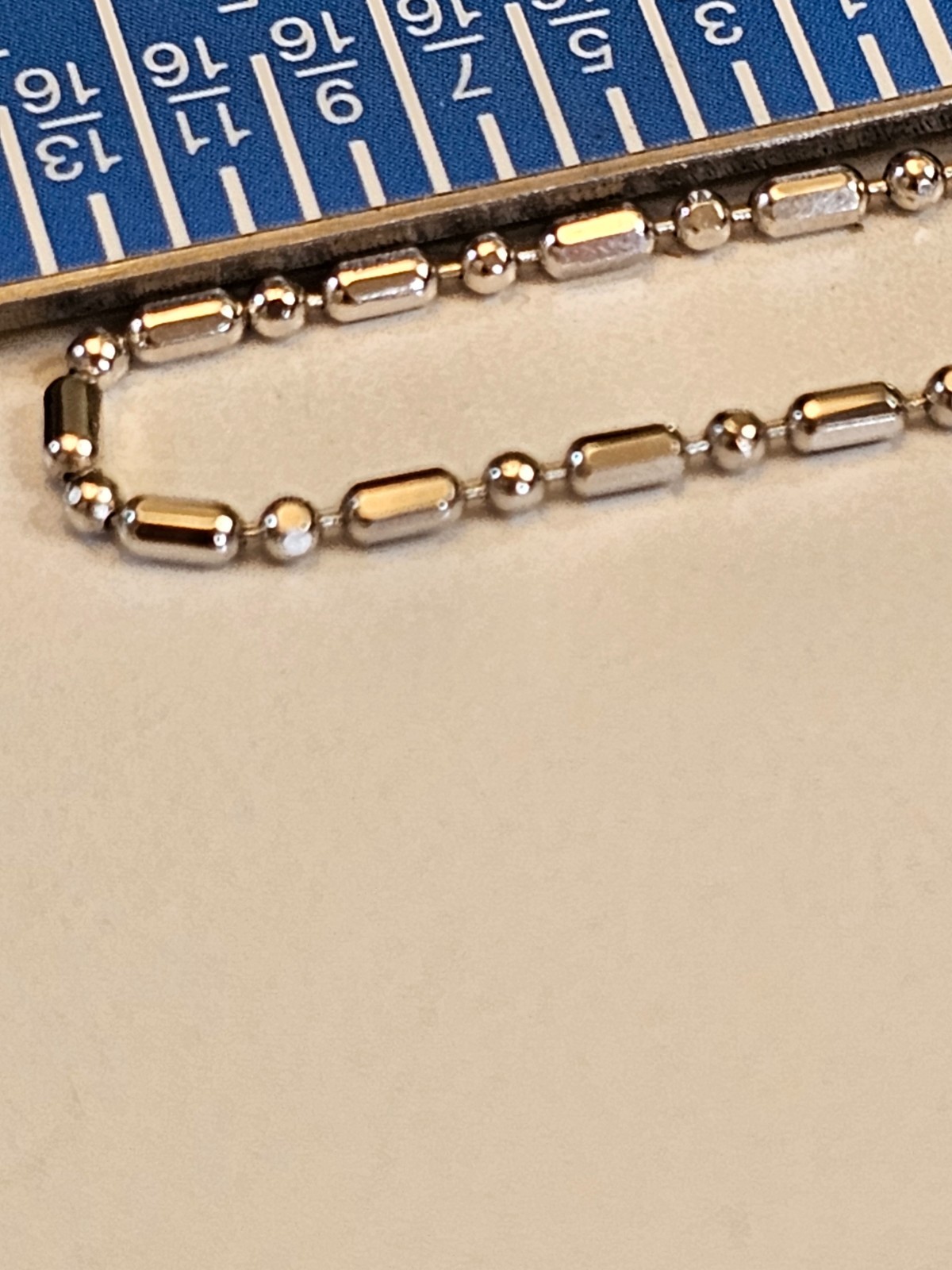 20" 14k White Gold 1.48 mm Bar & Bead Chain Necklace Made in Italy 4.13 Grams