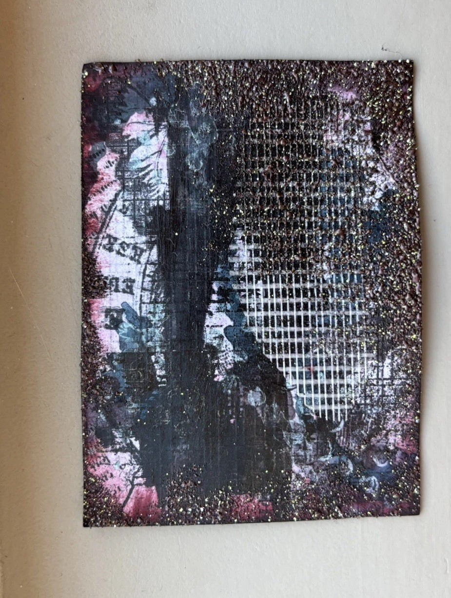 aceo mixed media original abstract painting