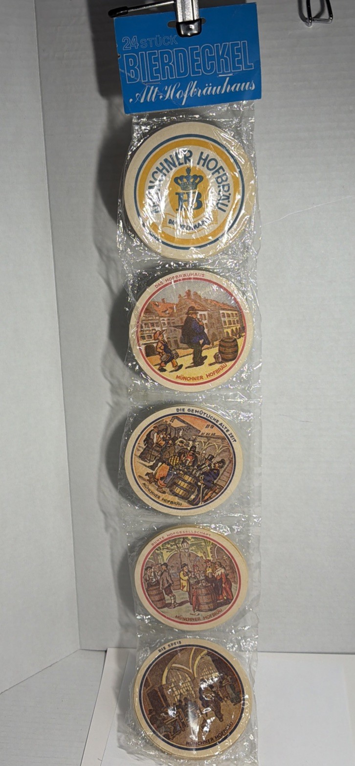 20 Vintage German Muncher Hofbrau Paper Coasters Beer Drink Bar Lot Unused