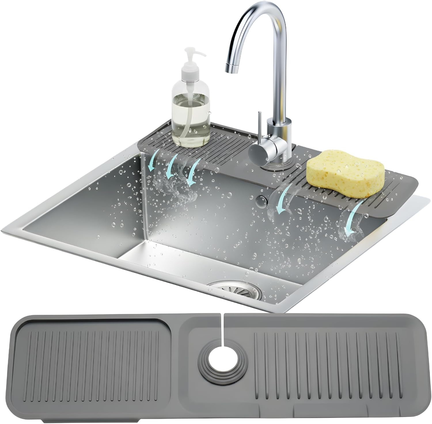 24” Silicone Faucet Mat for Kitchen Sink, Kitchen Sink Splash Guard behind Fauce