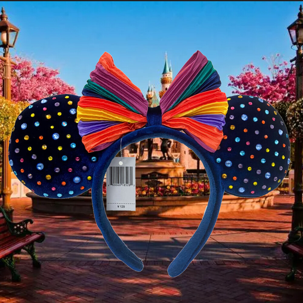 Ears Disney*Parks Headband Minnie Rainbow Pride Felt Studded Striped Cutie