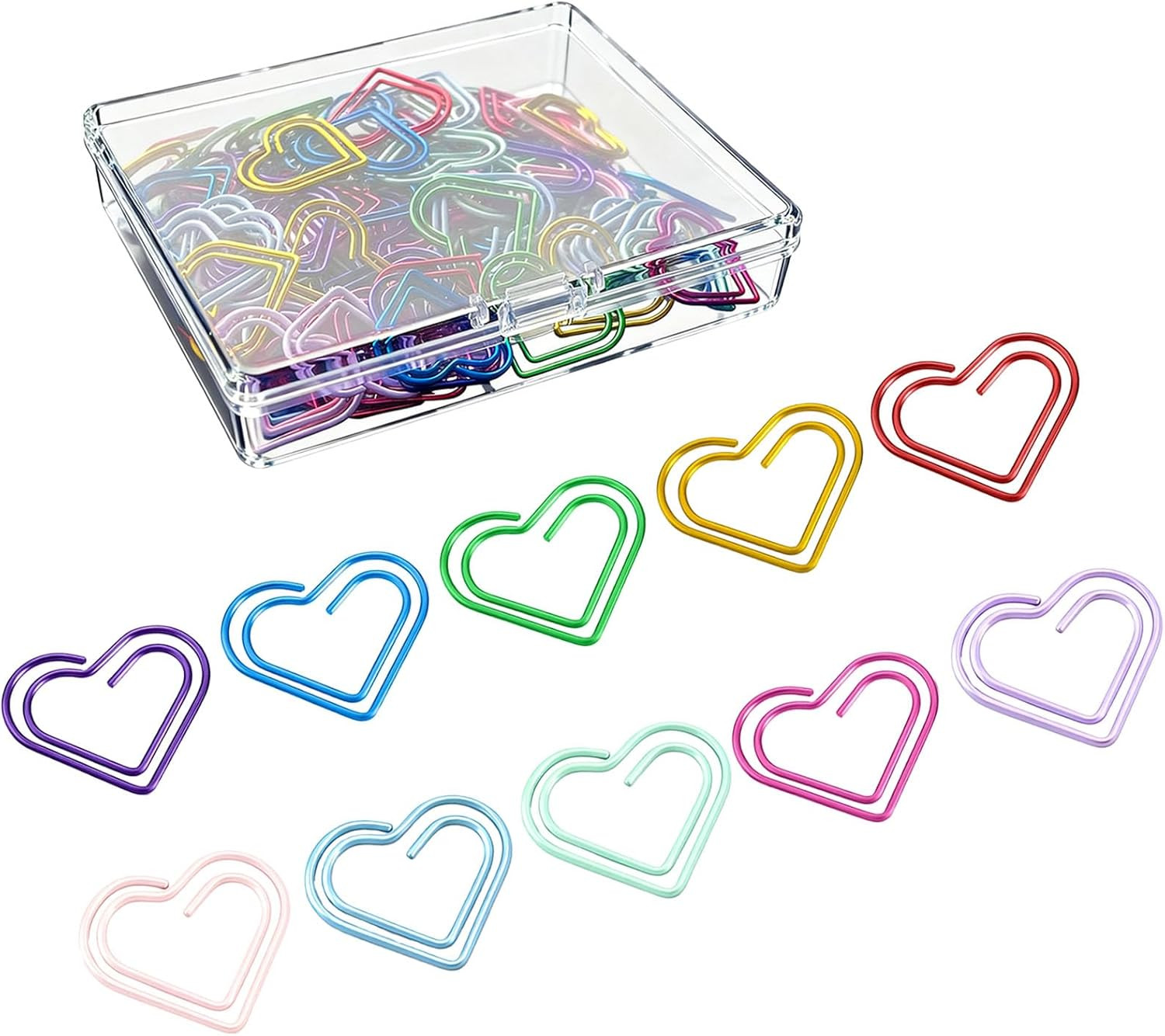 100 Pcs Cute Paper Clips Colorful Rustproof Mental Small Paperclips Double-Layer