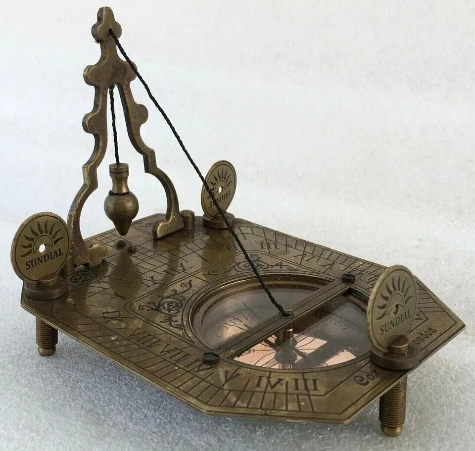 London Brass Sundial Compass Vintage Nautical Collectible