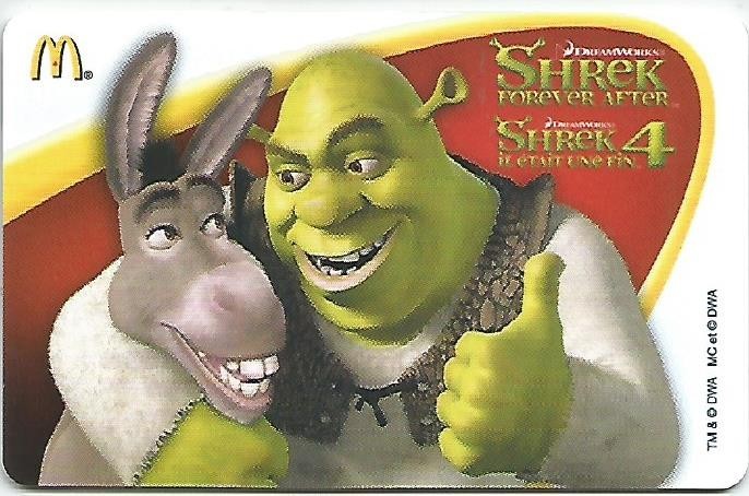 CANADA  McDonald's gift card old " Shrek 4 " #1 / 2010 - RARE