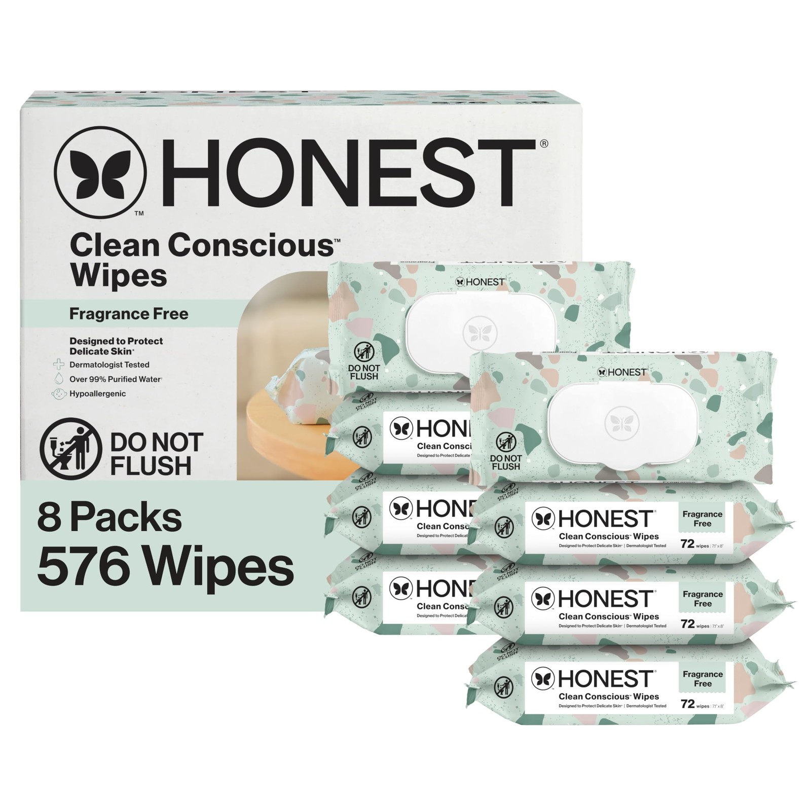 Hypoallergenic Baby Wipes Sensitive Skin Geo Mood 576 Count Honest Company