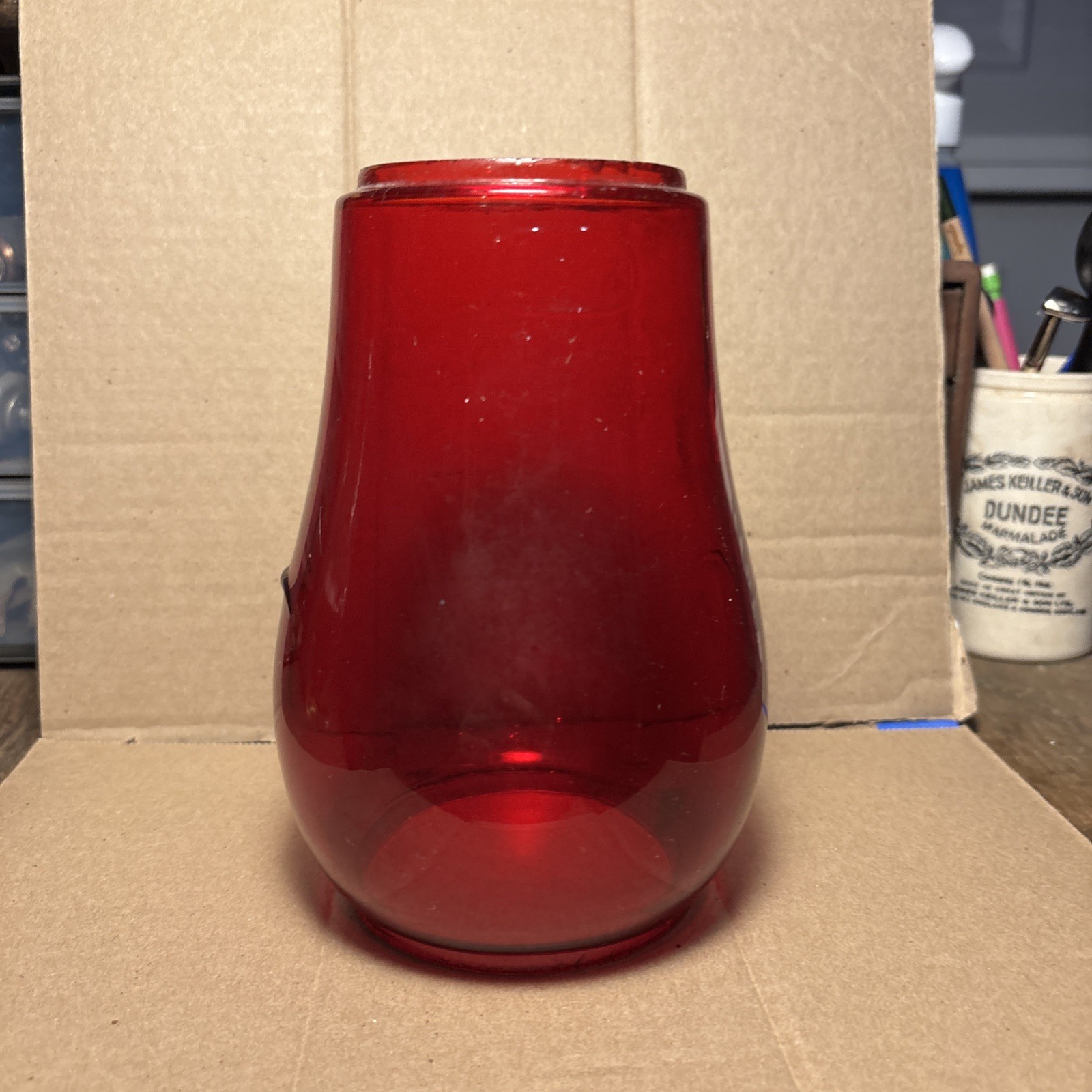 ANTIQUE DIETZ FITZALL  RED RAILROAD LANTERN GLASS SHAde