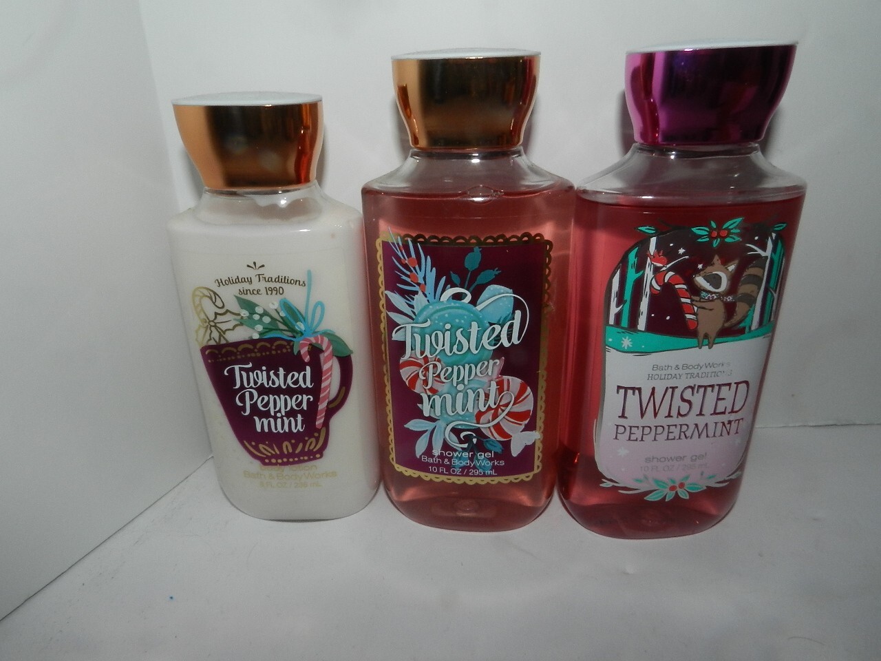 Bath & Body Works TWISTED PEPPERMINT  Body Lotion 8 fl oz  2 shower gel 10 oz