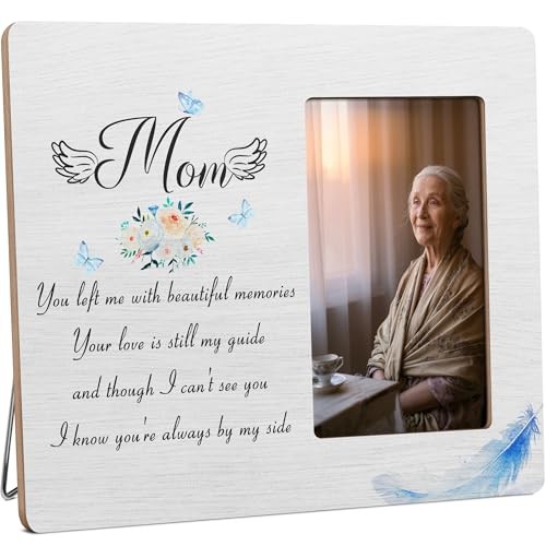 Mom Memorial Gifts for Loss of Mother, Remembrance Sympathy Gift Wooden Blue