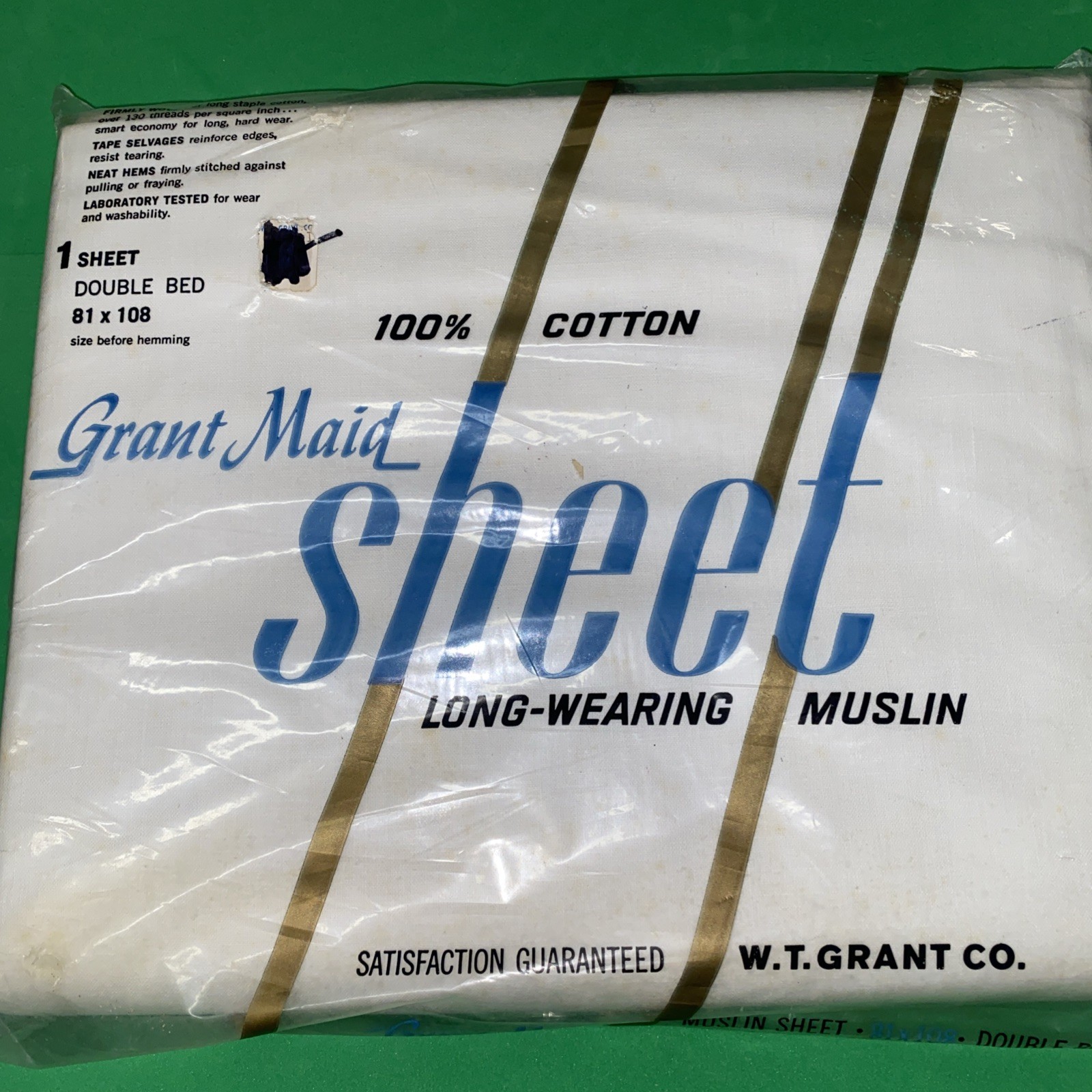 Vintage Grant Maid 100% Cotton Muslin Sheet Full Size 81x108 ~NIP White (B3)