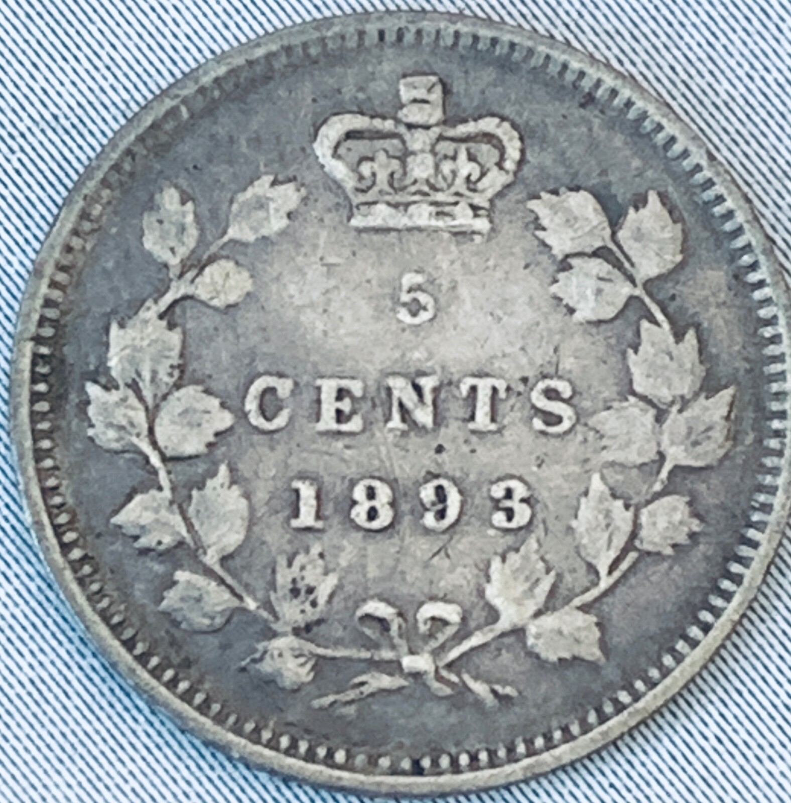 1893 Canada 5 cents Silver Coin Victoria