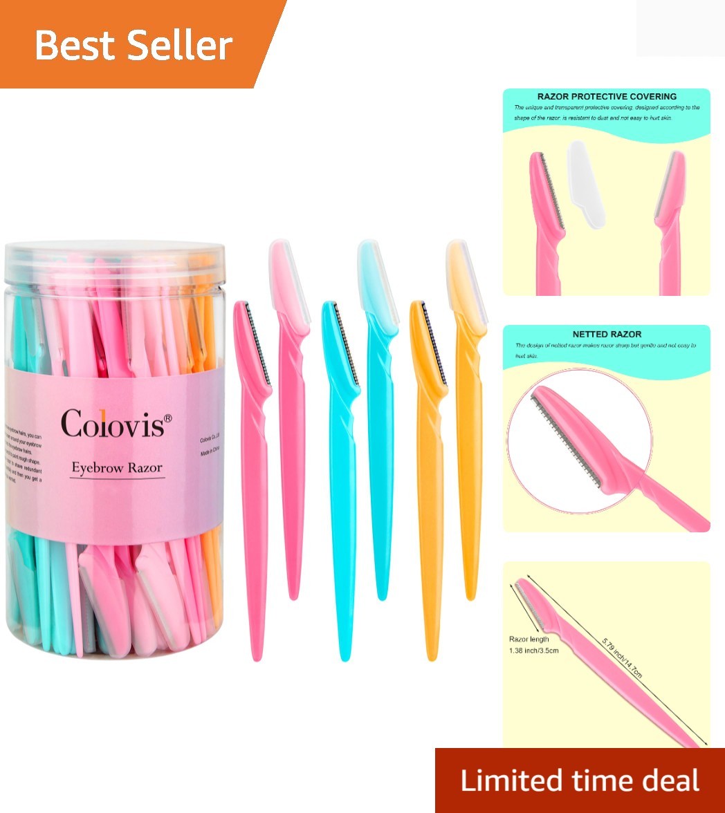 66  Eyebrow & Face Razors with Protective Covers - Unisex Grooming Set