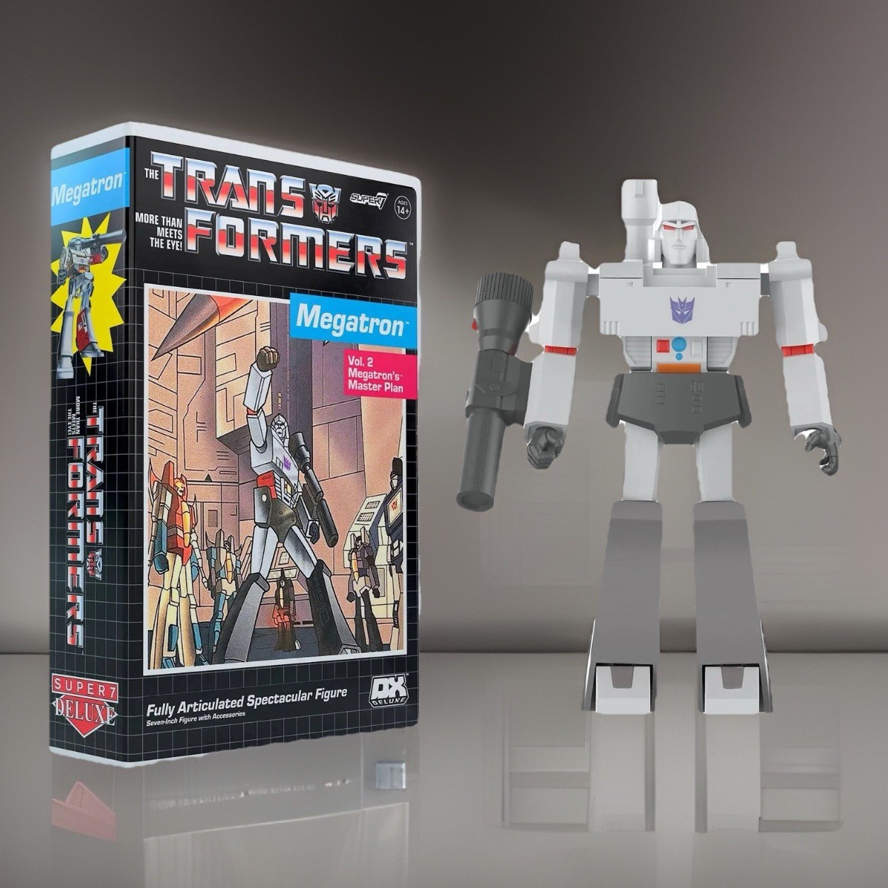 Super7 Transformers Deluxe Megatron 1980s Animated Series VHS 7” Action Figure