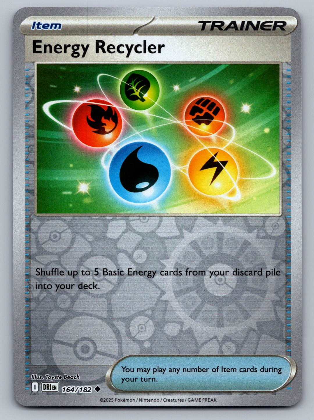 Pokemon TCG SV10: Destined Rivals Energy Recycler 164/182 Reverse Holo