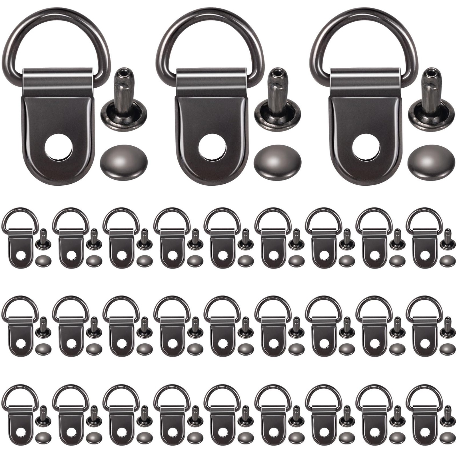 HINZIC 30 Sets Shoe Boot Lace Hooks Black Iron 11 x 15 x 25 cm, Black,30pcs 