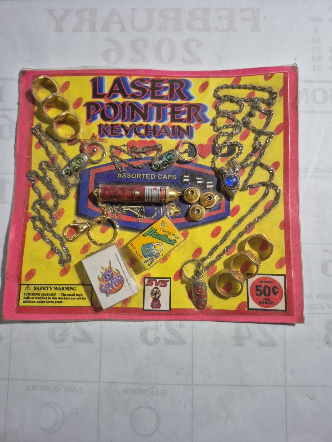 Vintage Gumball Vending Machine Display Header Card Toys  Pointer Keychain 