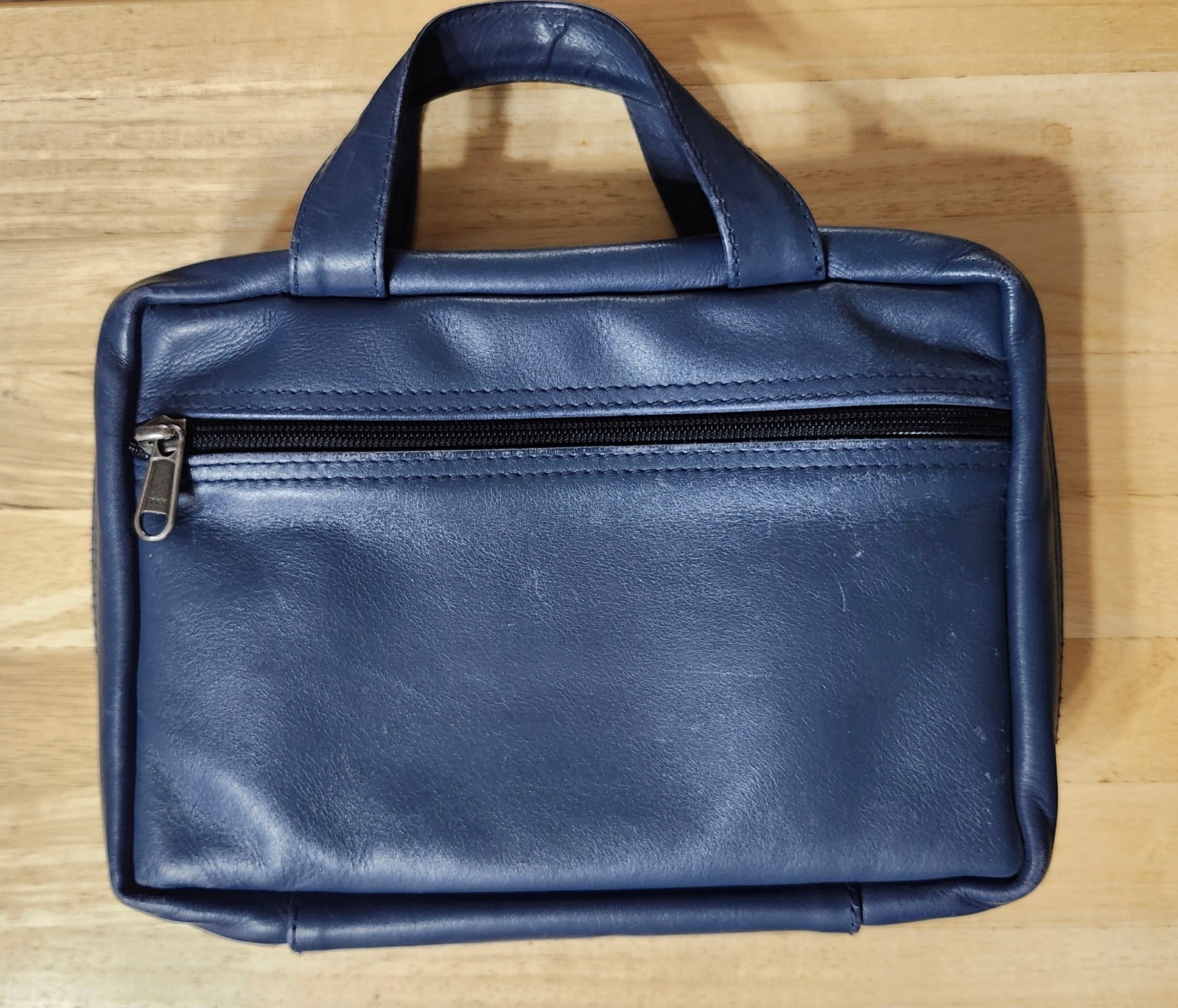 Blue Leather Large Zipper Bible Cover By Uphill, Xlnt!