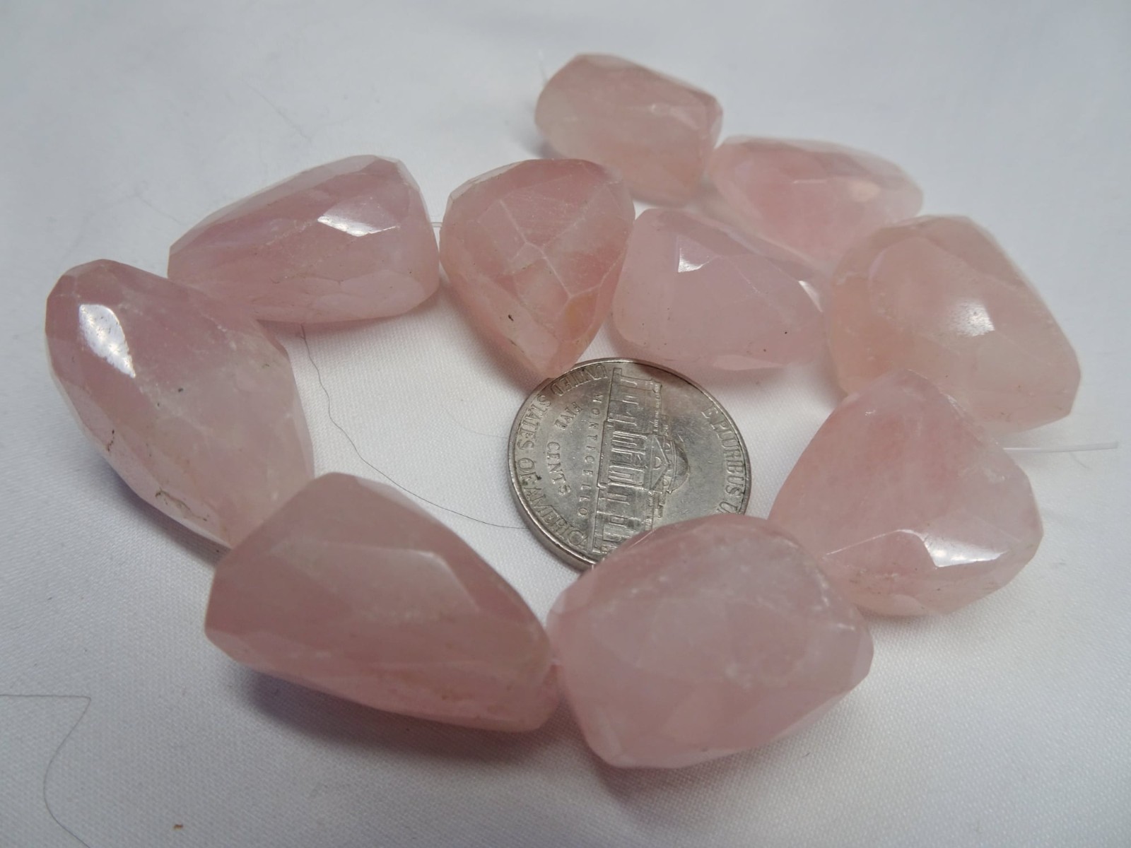8" Strand Natural Rose Quartz Faceted Nugget 16-23mm Long Stone Beads A325 DNG