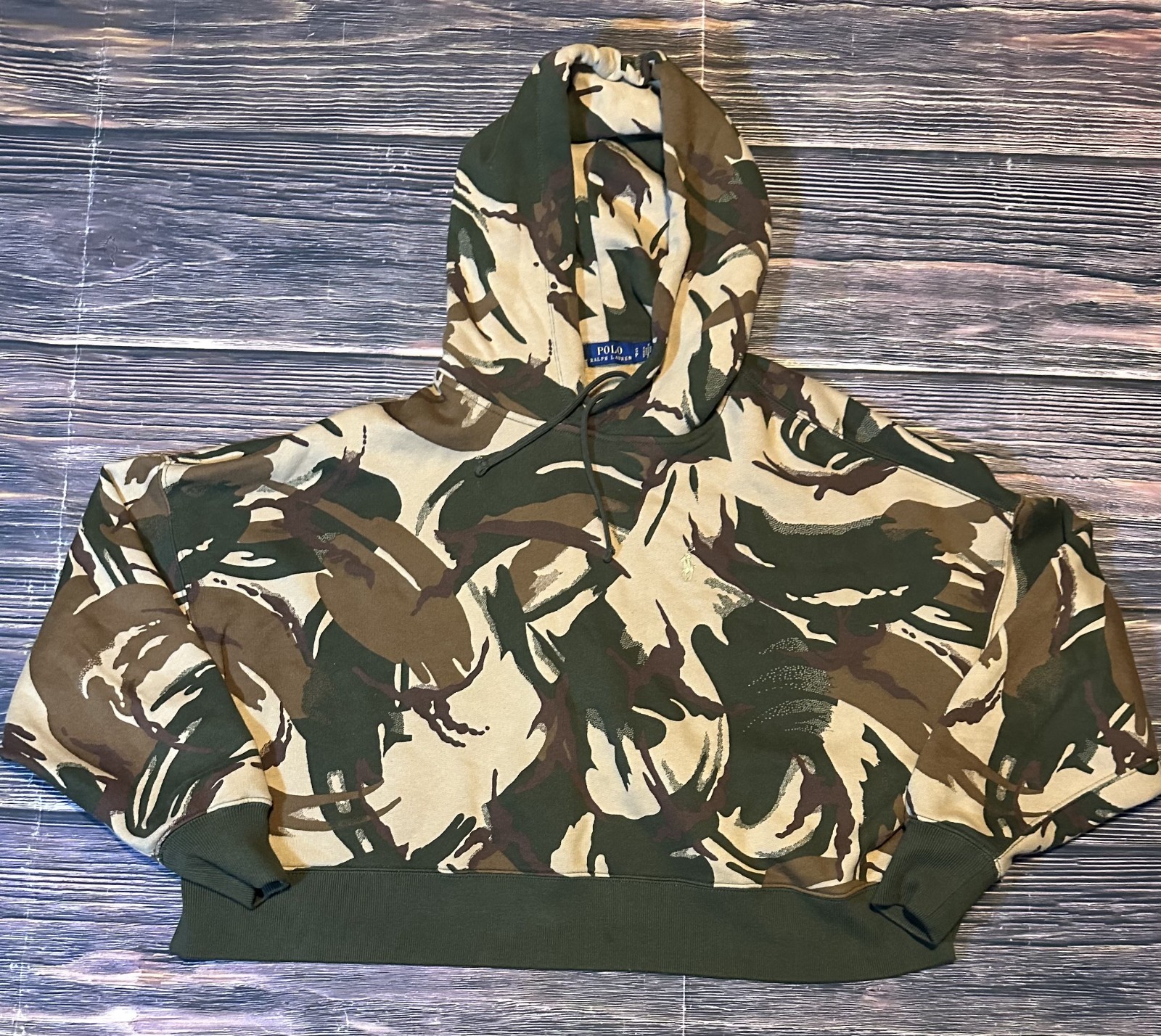 Polo Ralph Lauren Hoodie Women’s Small Camo Cropped Logo Sleeve Crop