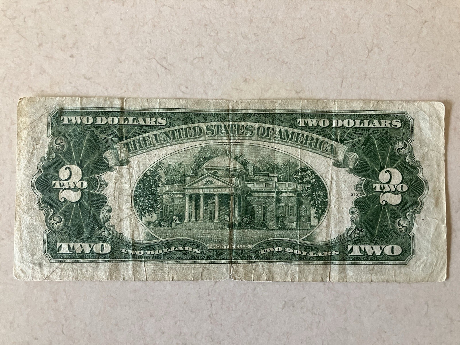 VTG SERIES 1928G  1928 G $2.00 TWO DOLLAR BILL RED SEAL WELL WORN CIRCULATED