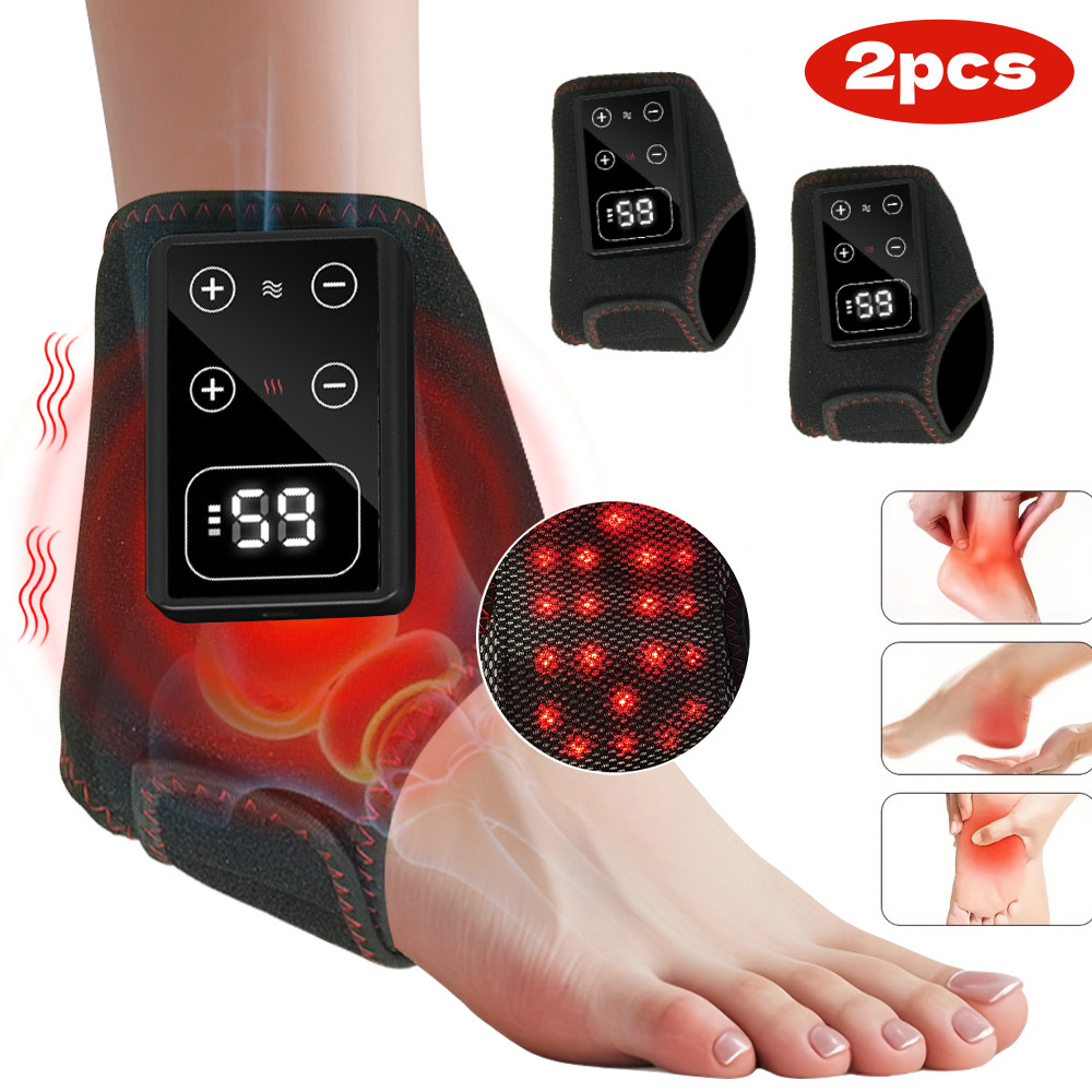 2pcs Electric Foot Ankle Massager Pain Relief 3 Mode Vibration Infrared Compress