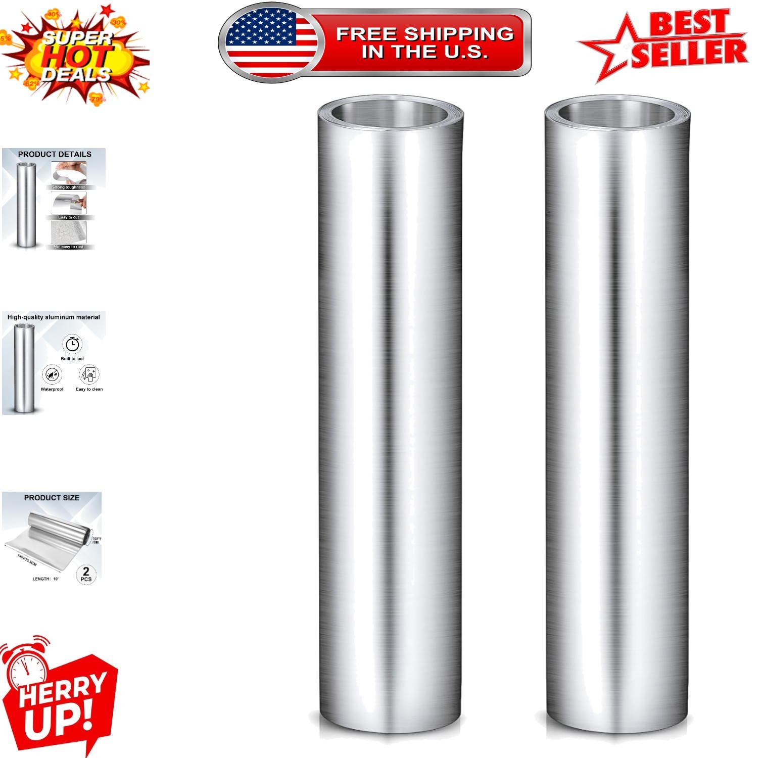 2 Rolls Aluminum Roof Flashing, 14" x 10' - Durable and Waterproof Solution