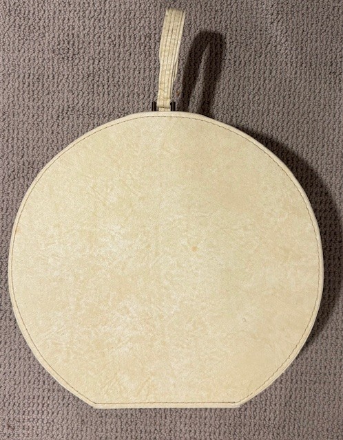 Stylish Vintage Tan/Brown Lined Round Hat Box-Travel Case-Luggage FREE Ship US