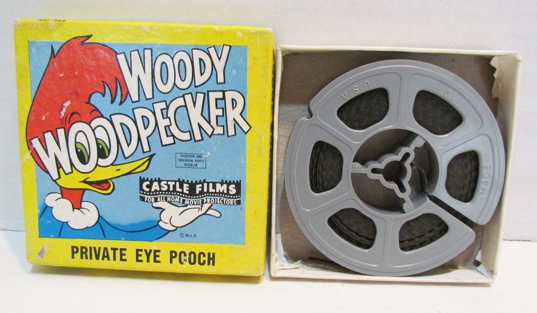  WOODY WOODPECKER PRIVATE EYE POOCH 8mm HOME MOVIE FILM B&W CASTLE FILMS no. 525
