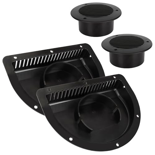  RV Vent Covers for Trailer - Side Air Vents for ATV, Cycle, Truck, 2Pack Black