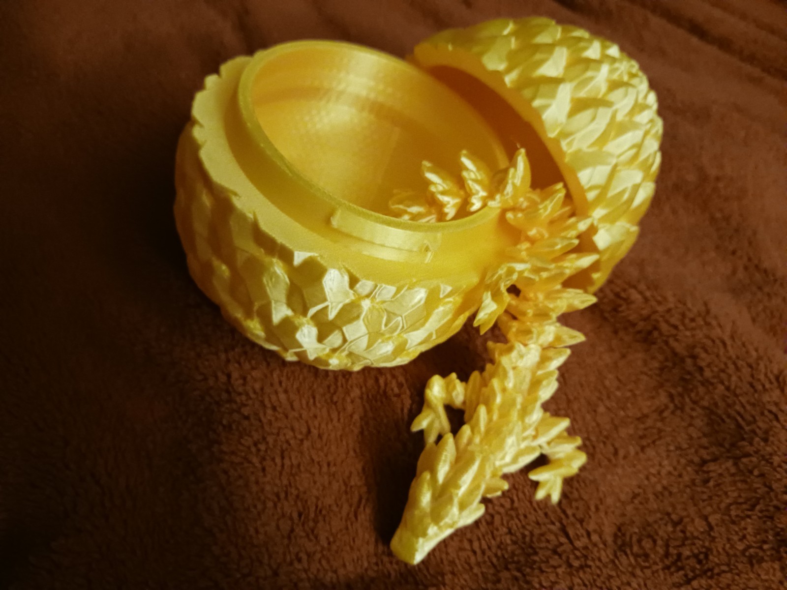 3D Printed Articulated Yellow Dragon W/ Egg Fidget Toy